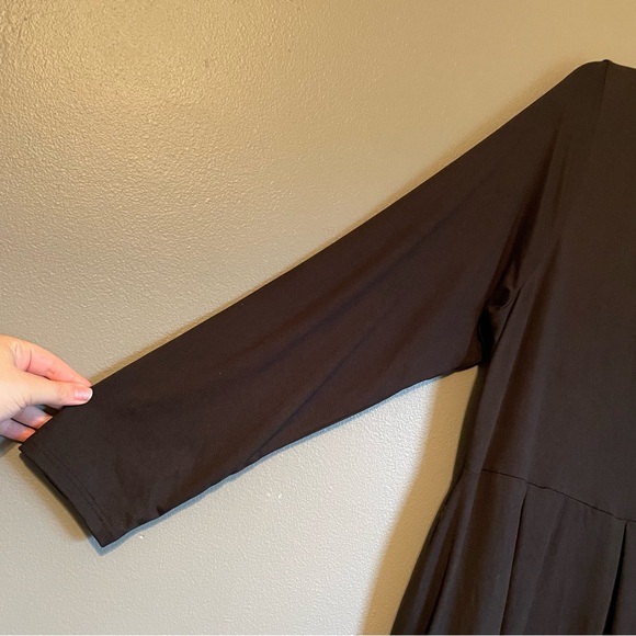 NWOT 24/7 Comfort Apparel Sz 2X Black Babydoll Long Sleeve Scoop-neck Midi Dress - Picture 2 of 11